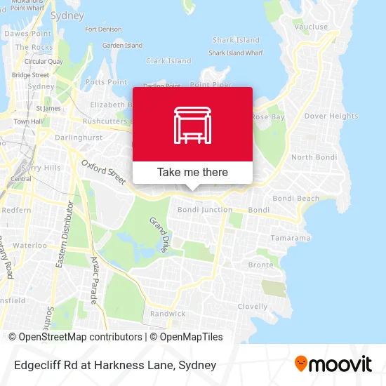 Mapa Edgecliff Rd at Harkness Lane