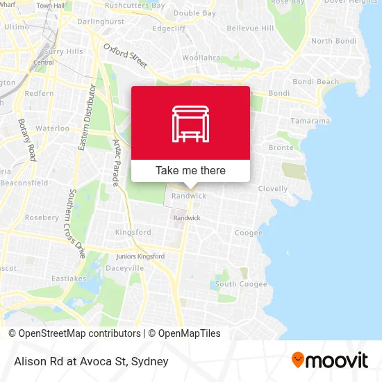 Mapa Alison Rd at Avoca St