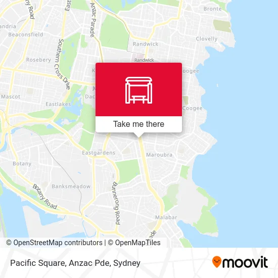 Mapa Pacific Square, Anzac Pde