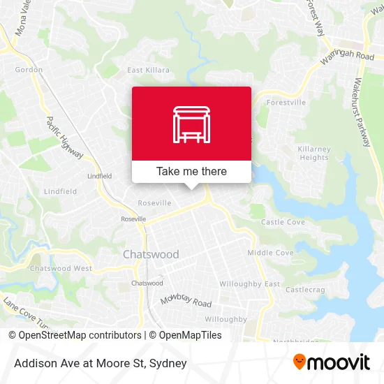 Mapa Addison Ave at Moore St