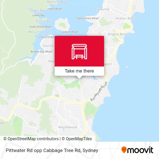 Mapa Pittwater Rd opp Cabbage Tree Rd