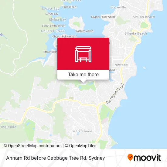 Mapa Annam Rd before Cabbage Tree Rd