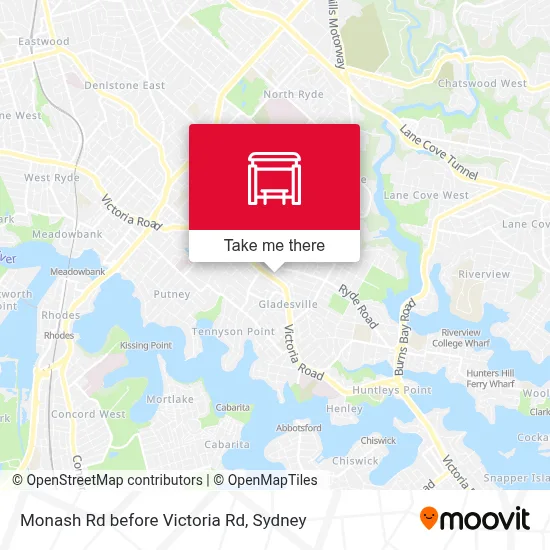 Mapa Monash Rd before Victoria Rd