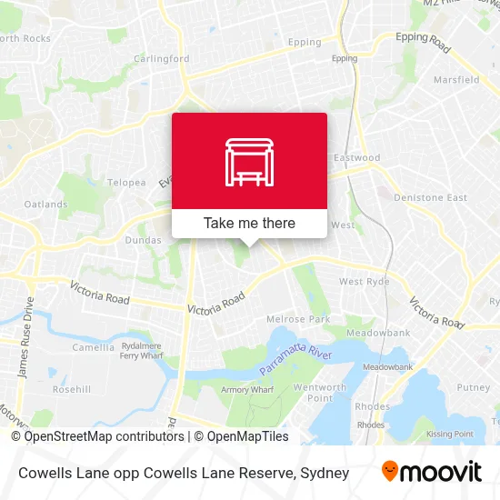 Mapa Cowells Lane opp Cowells Lane Reserve