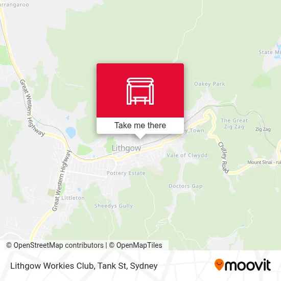Mapa Lithgow Workies Club, Tank St