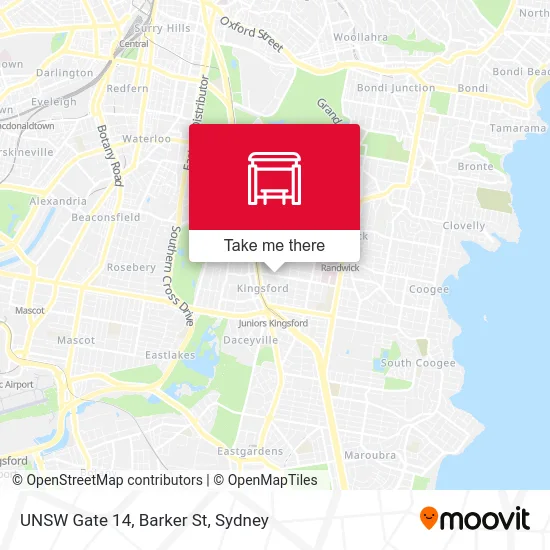 Mapa UNSW Gate 14, Barker St