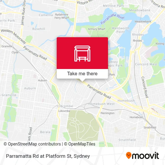 Mapa Parramatta Rd at Platform St