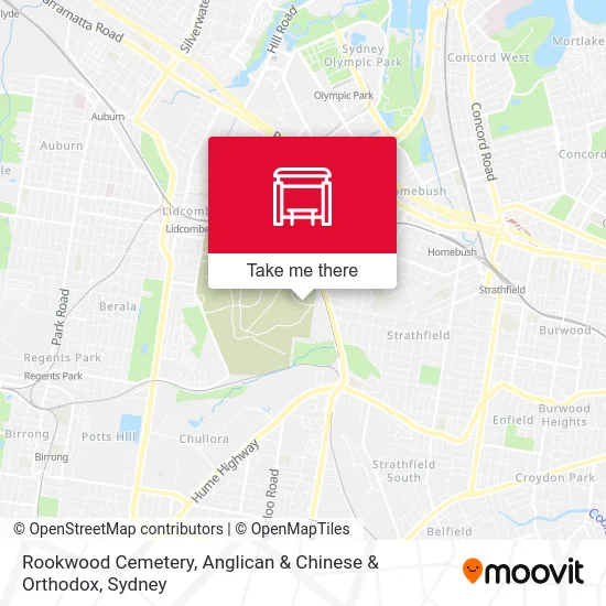 Mapa Rookwood Cemetery, Anglican & Chinese & Orthodox