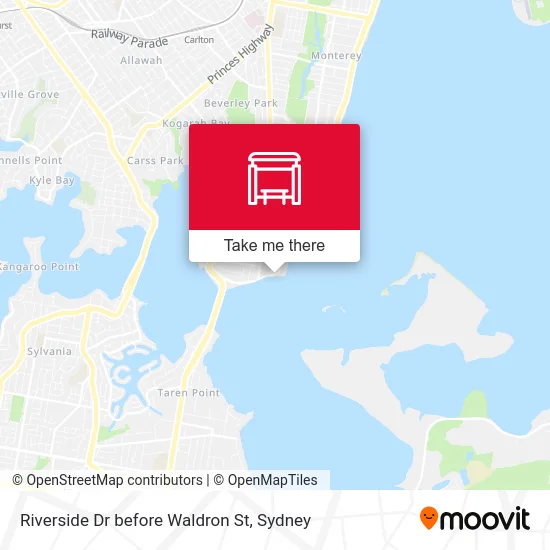 Mapa Riverside Dr before Waldron St