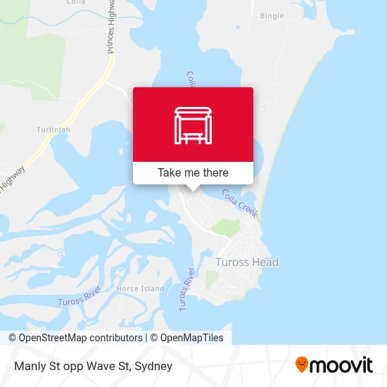 Mapa Manly St opp Wave St