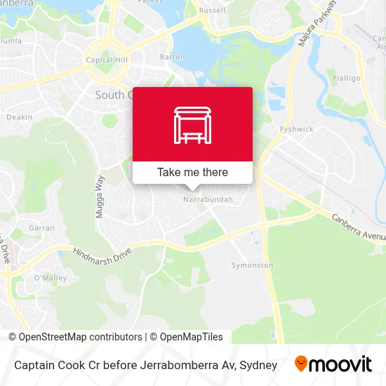 Mapa Captain Cook Cr before Jerrabomberra Av