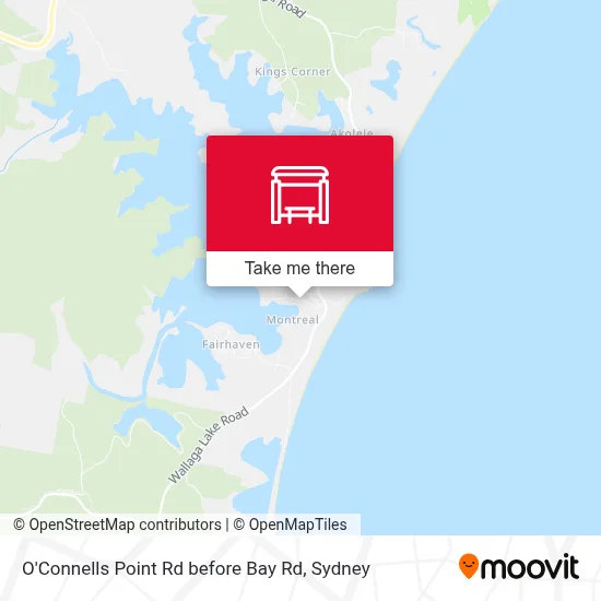 Mapa O'Connells Point Rd before Bay Rd