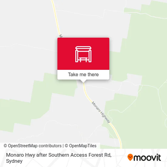 Mapa Monaro Hwy after Southern Access Forest Rd