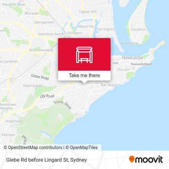 Mapa Glebe Rd before Lingard St