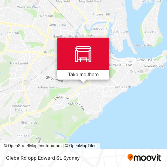 Mapa Glebe Rd opp Edward St