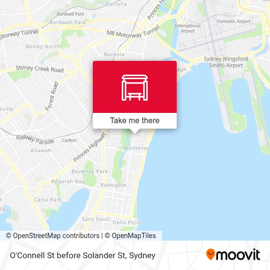 Mapa O'Connell St before Solander St