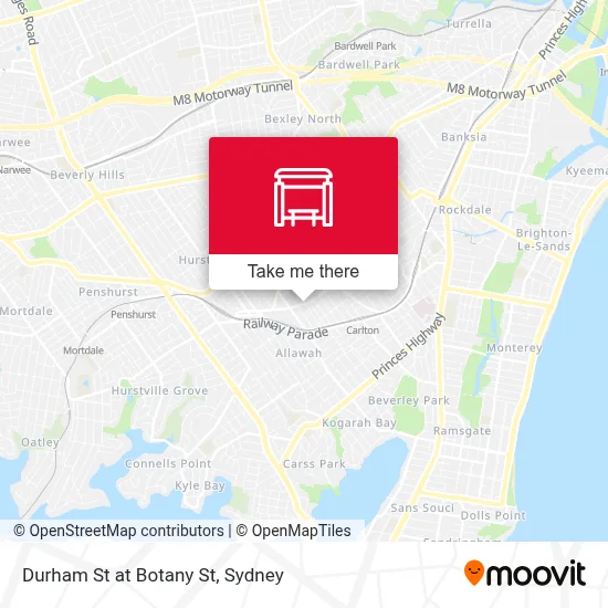 Mapa Durham St at Botany St
