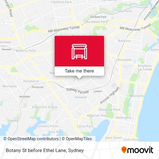 Mapa Botany St before Ethel Lane