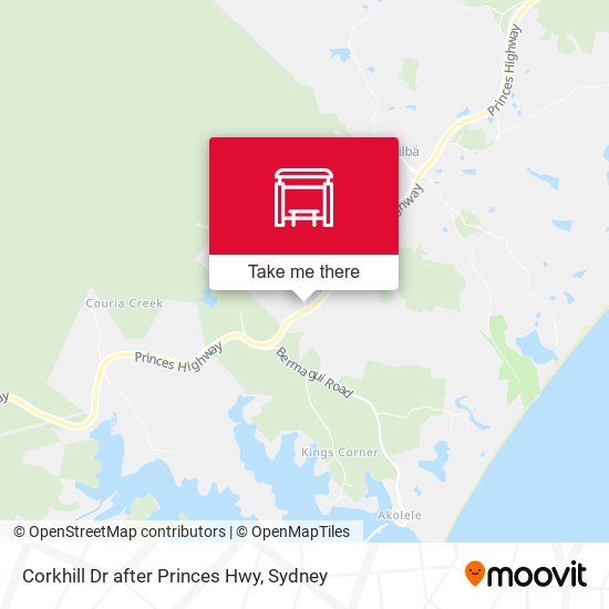 Corkhill Dr after Princes Hwy map