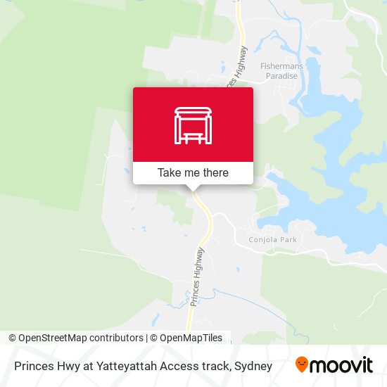 Princes Hwy at Yatteyattah Access track map