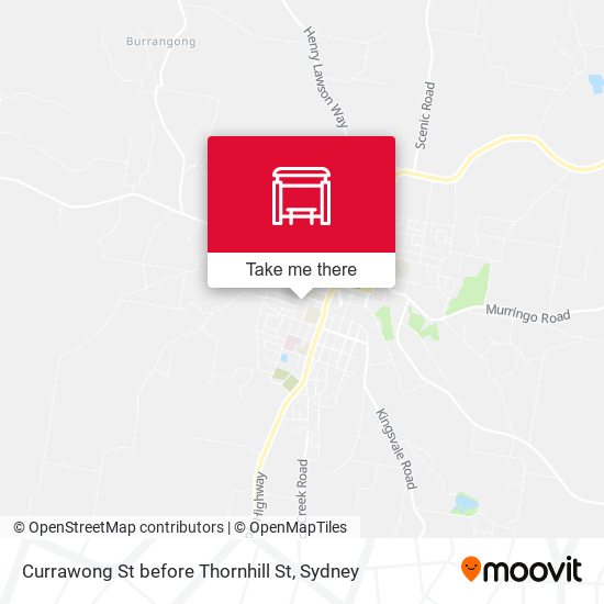 Currawong St before Thornhill St map
