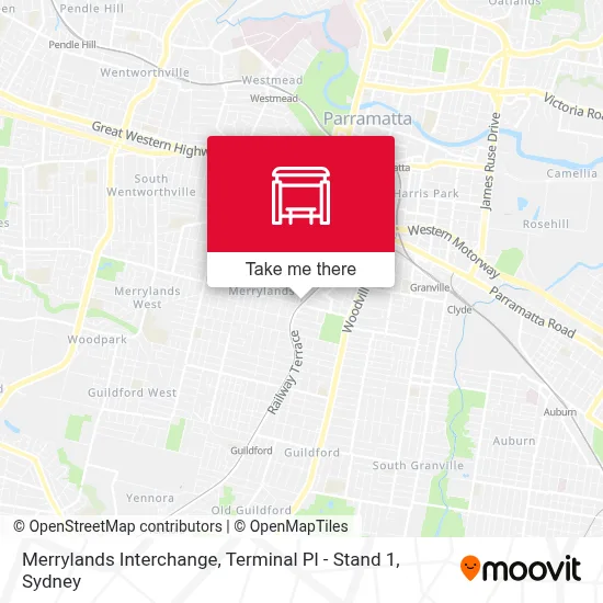 Mapa Merrylands Interchange, Terminal Pl - Stand 1