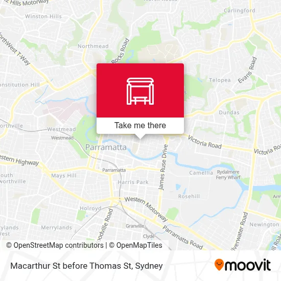 Mapa Macarthur St before Thomas St