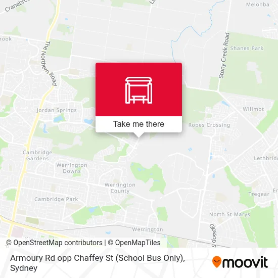 Mapa Armoury Rd opp Chaffey St (School Bus Only)