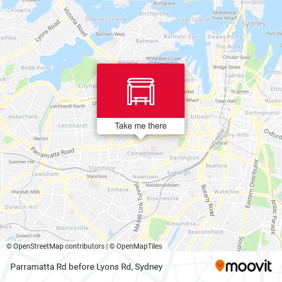 Parramatta Rd before Lyons Rd map