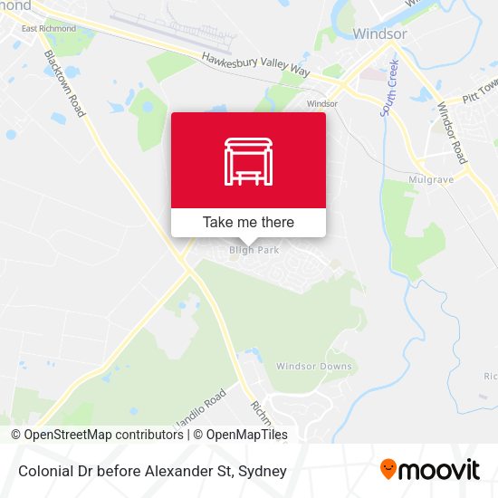 Colonial Dr before Alexander St map