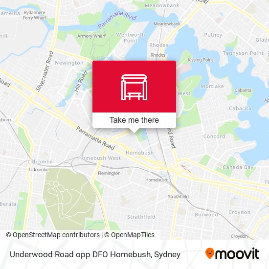 Mapa Underwood Road opp DFO Homebush