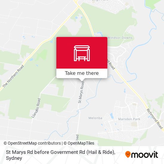 St Marys Rd before Government Rd (Hail & Ride) map