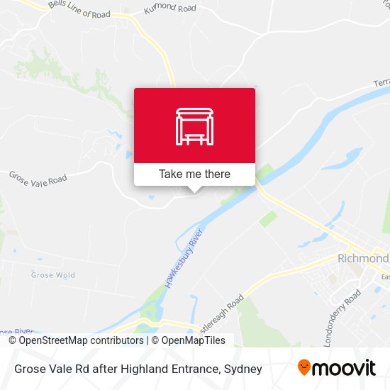 Grose Vale Rd after Highland Entrance map