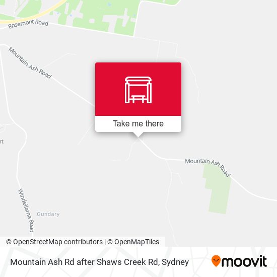 Mountain Ash Rd after Shaws Creek Rd map