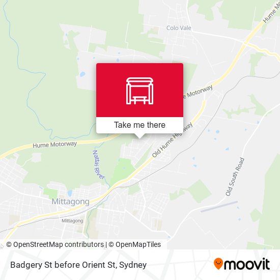 Badgery St before Orient St map