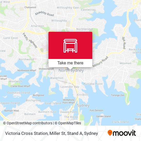 Victoria Cross Station, Miller St, Stand A map