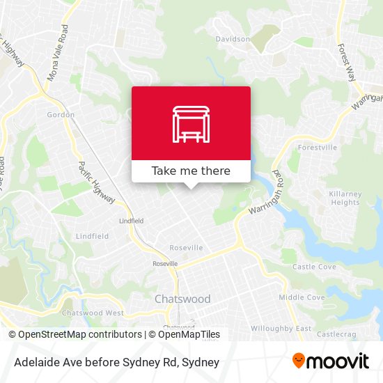 Mapa Adelaide Ave before Sydney Rd