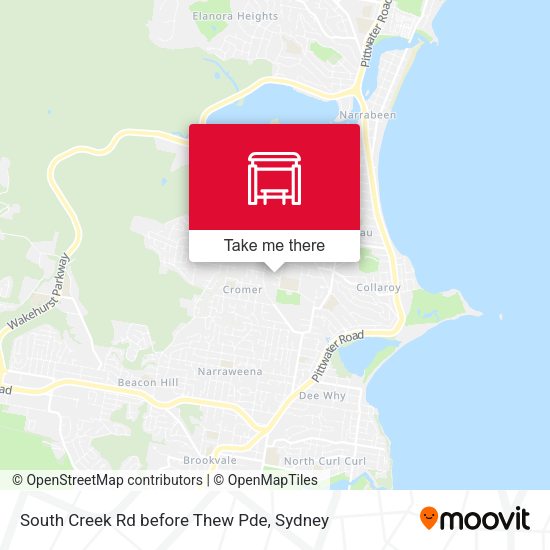 South Creek Rd before Thew Pde map