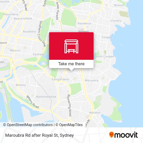 Maroubra Rd after Royal St map