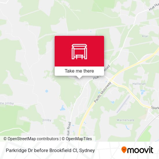 Parkridge Dr before Brookfield Cl map