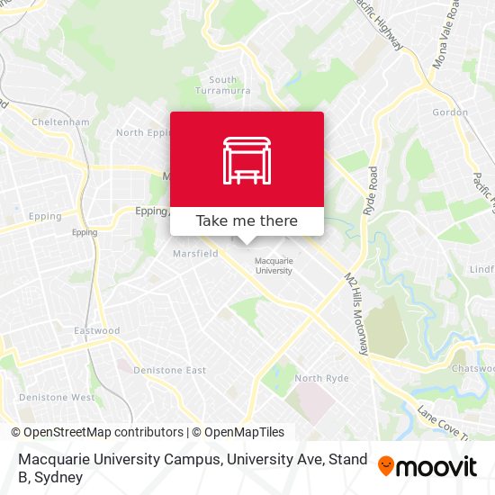 Mapa Macquarie University Campus, University Ave, Stand B