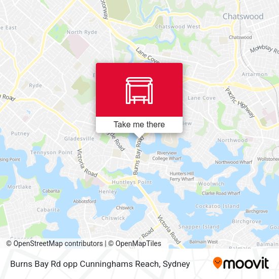 Burns Bay Rd opp Cunninghams Reach map