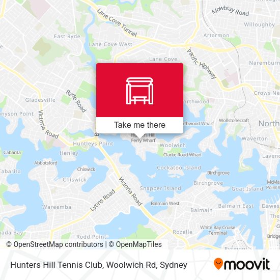 Hunters Hill Tennis Club, Woolwich Rd map