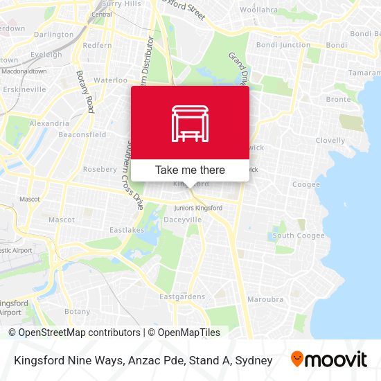 Kingsford Nine Ways, Anzac Pde, Stand A map