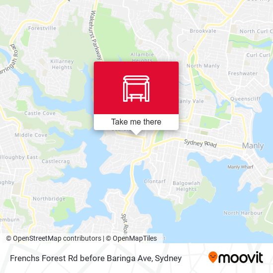 Frenchs Forest Rd before Baringa Ave map