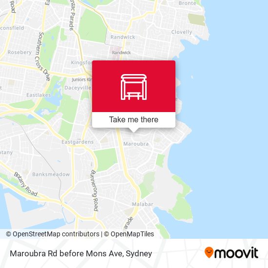 Maroubra Rd before Mons Ave map