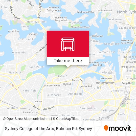 Mapa Sydney College of the Arts, Balmain Rd