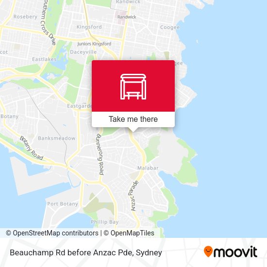 Beauchamp Rd before Anzac Pde map