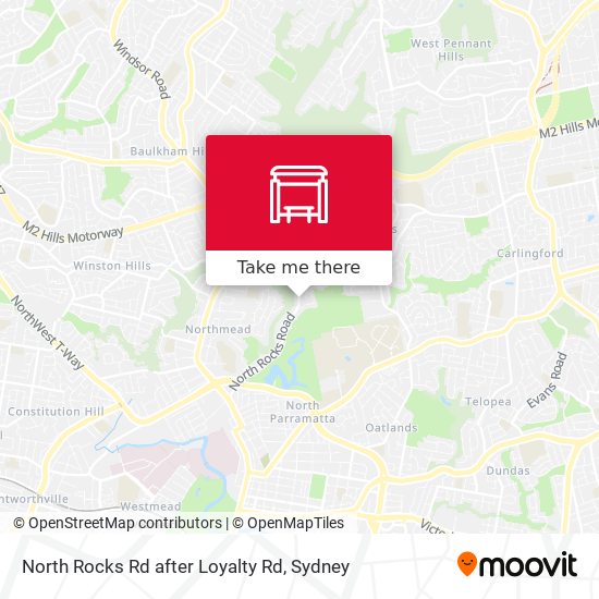North Rocks Rd after Loyalty Rd map