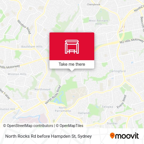 North Rocks Rd before Hampden St map
